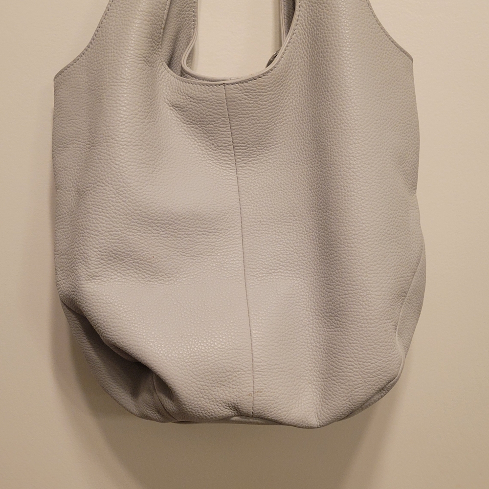 Elizabeth & James Soft Pebbled Leather Tote Bag in Light Gray - Picture 2 of 7